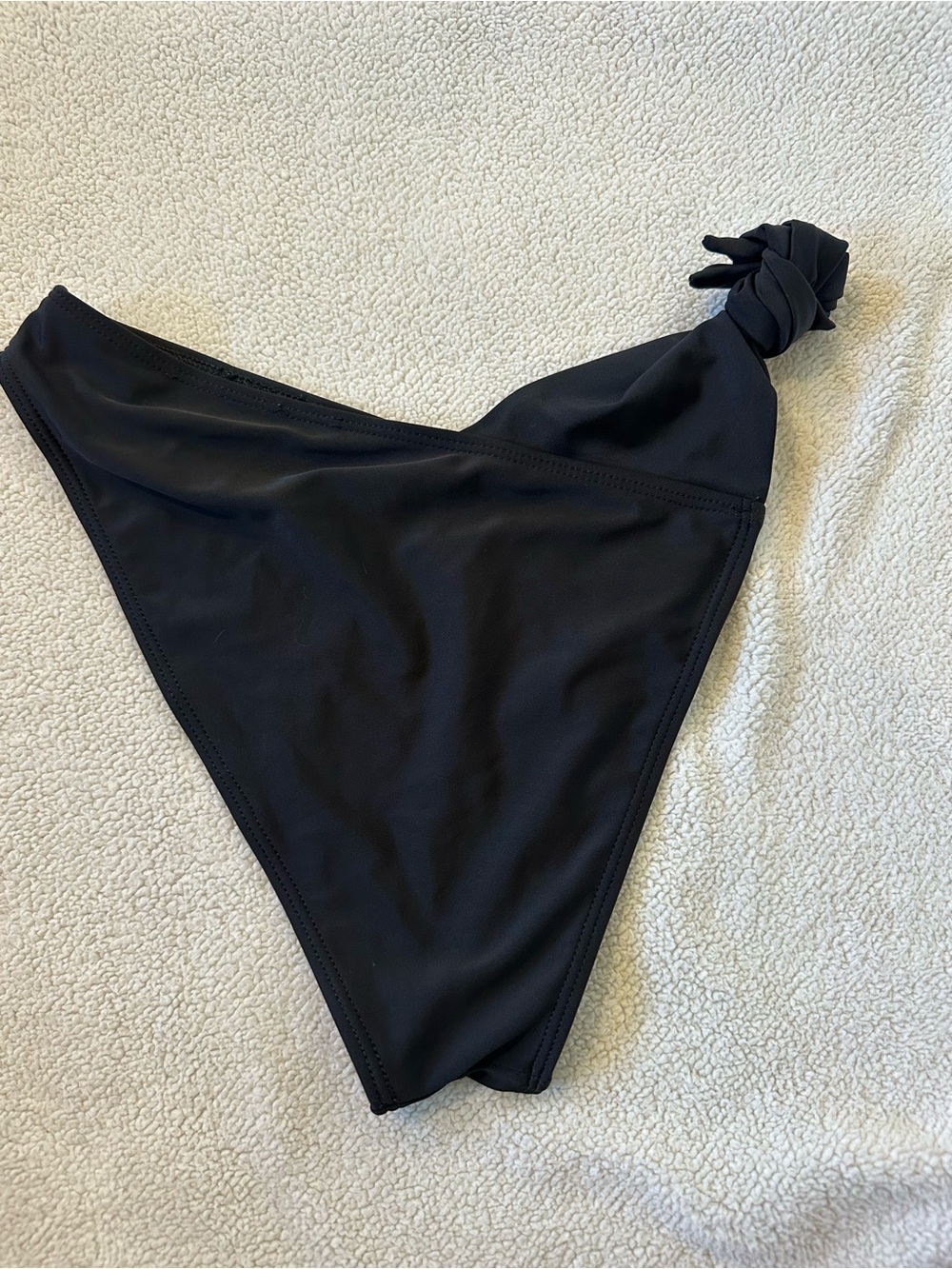 Black Asymmetrical Side Tie High Cut Bikini Bottom Size M